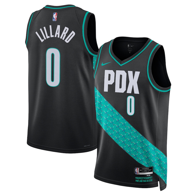 Men's Portland Trail Blazers #0 Damian Lillard Black 2025/26 City Edition Edition Stitched Basketball Jersey